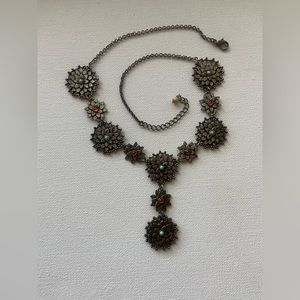 Vintage Y2K Silver tone flower "Y" necklace